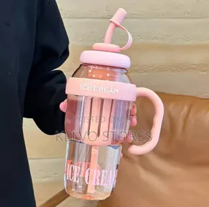 Photo - 1300ML Large Capacity Plastic Water Bottle Cute Plastic Cup