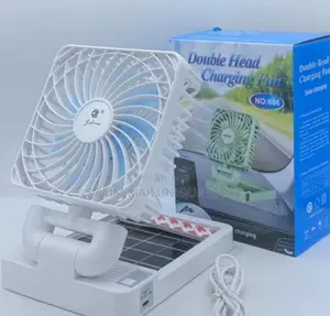 Double Head Solar Rechargeable Fan With Panel