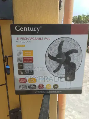 18" Durable Century Rechargeable Fan + LED Light