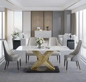 Luxury Dinning Table by Six Seaters With Marble Top