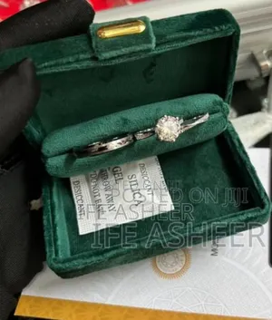 Couples Mossanite Diamond Set Of Wedding Ring 014 - Silver