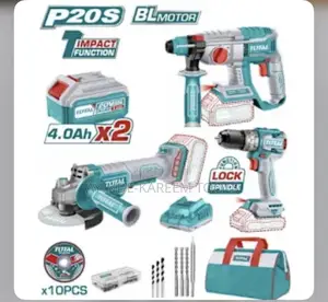 Total Industrial Cordless Combo 3 In 1 Pcs Set 20v