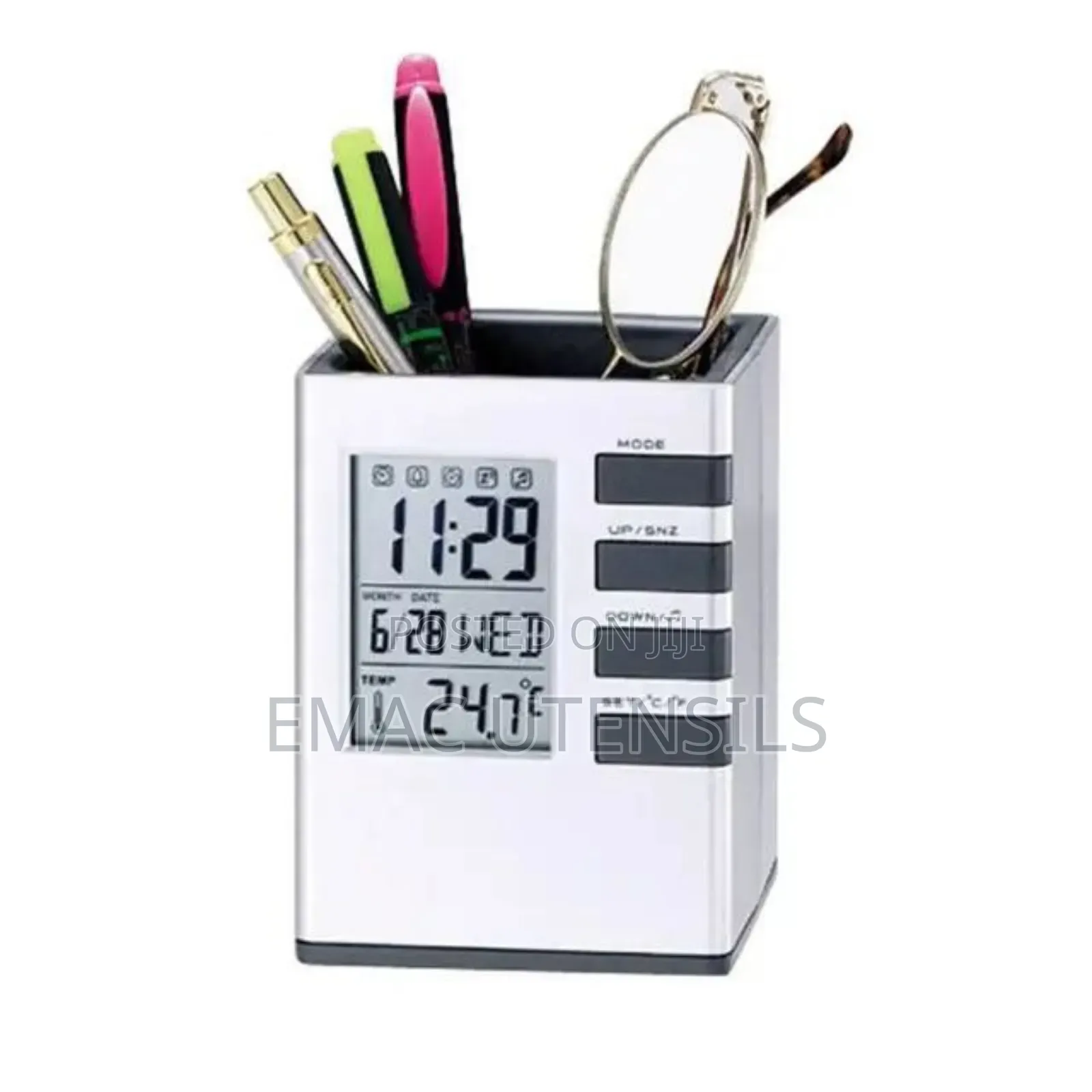 Digital Desktop Multi Functional Pen Holder With Time