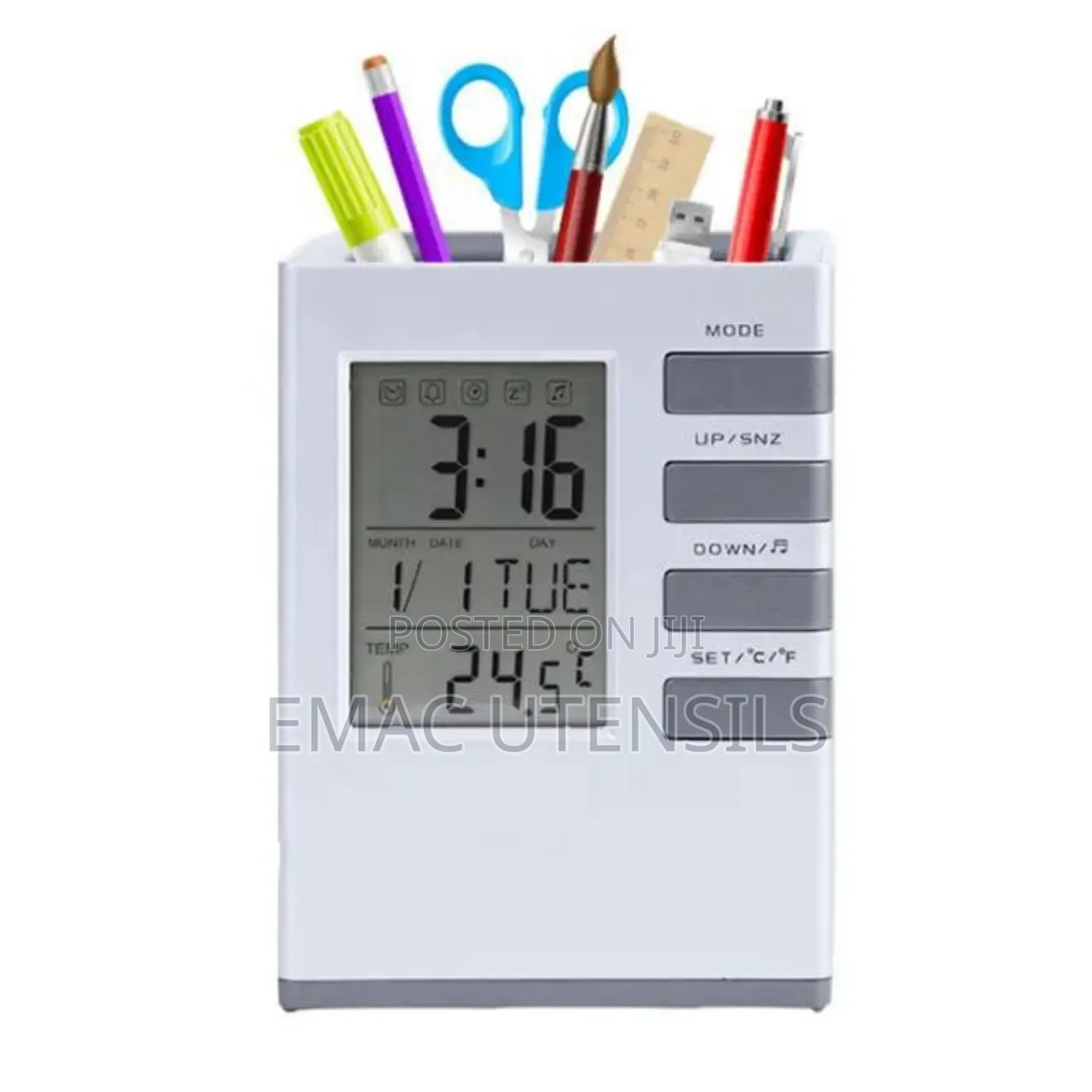 Digital Desktop Multi Functional Pen Holder With Time