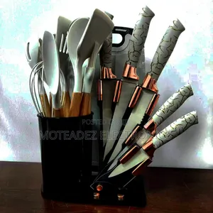 Marble Design Quality Silicone Spoons, Knives, Cutting Board