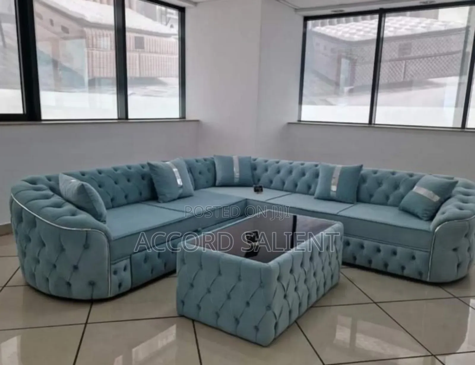 L-Shape Designer Sofa With Center Table
