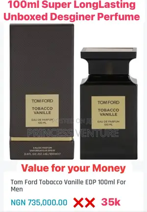Tomford Tobacco Vanilla Desginer Perfume Super Longlasting