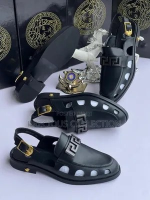 Men's Versace Leather Buckle Sandals