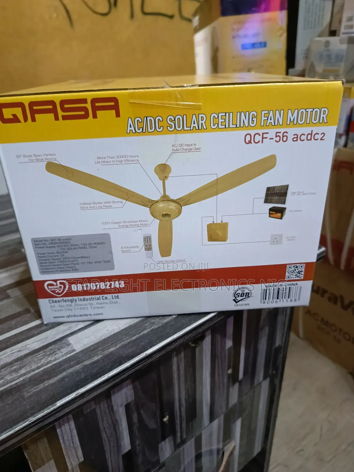 AC/Dc Solar Ceiling Fan Gold