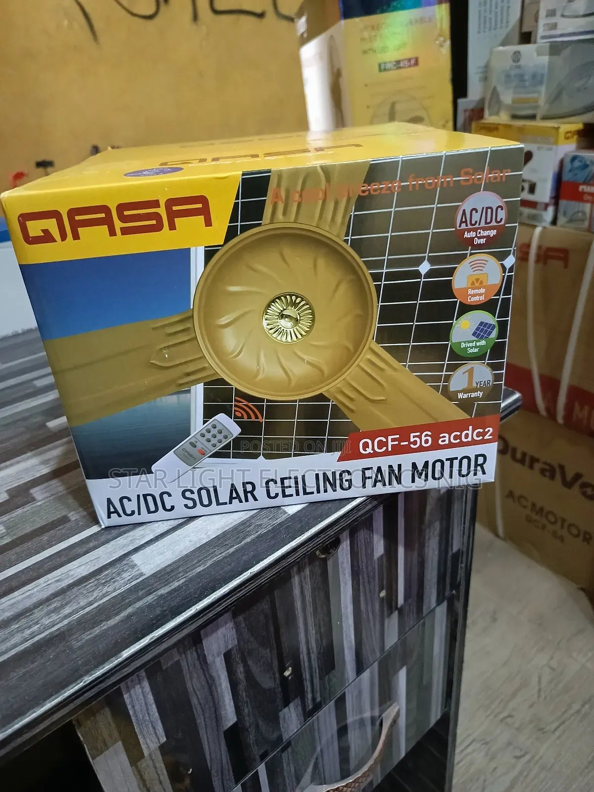 AC/Dc Solar Ceiling Fan Gold