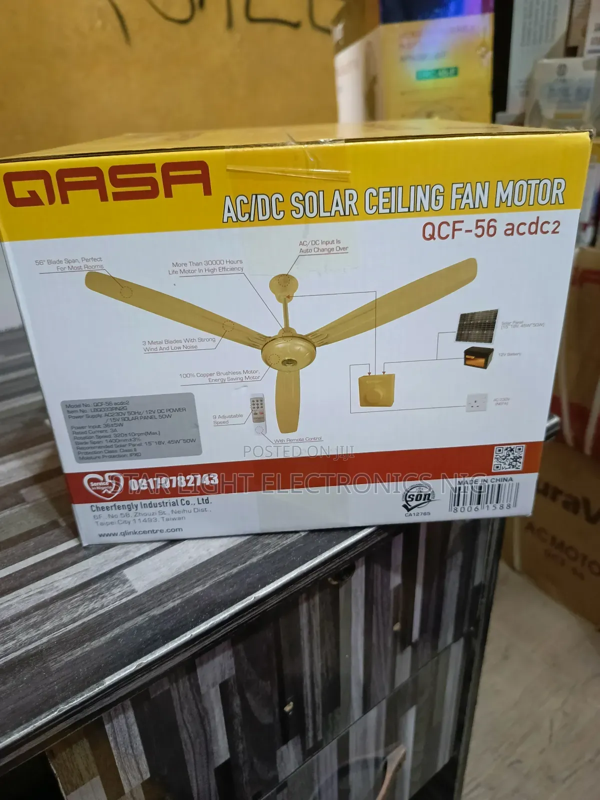 AC/Dc Solar Ceiling Fan Gold