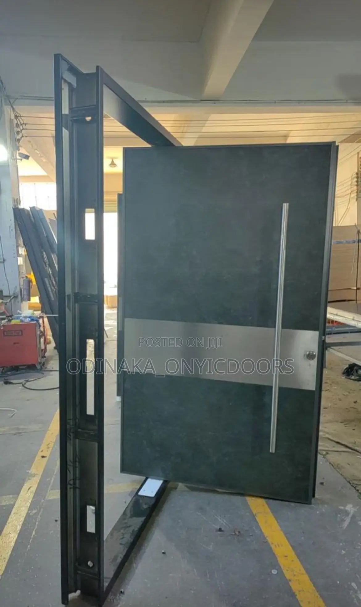 9ft by 5ft Pivot Security Door (Silver and Grey Design)