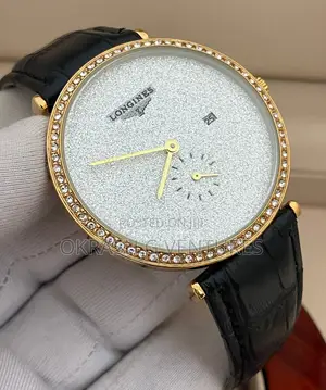 Longines Flat Ice Head Rose Gold Leather Strap Watch