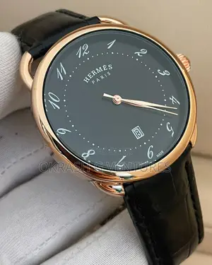 Hermes Rose Gold Leather Strap Watch for Unisex