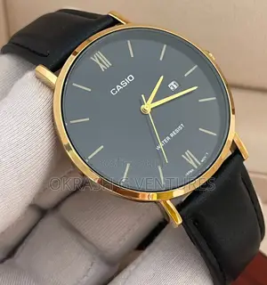 Casio Flat Gold Leather Strap Watch