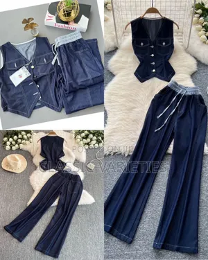 Photo - Stylish Denim Vest Trousers Set
