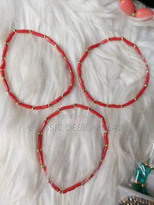 Red and Gold Beaded Anklets