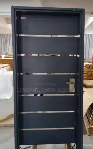 7ft By 3ft Gray With Silver Line Isreali Door (Fireproof)