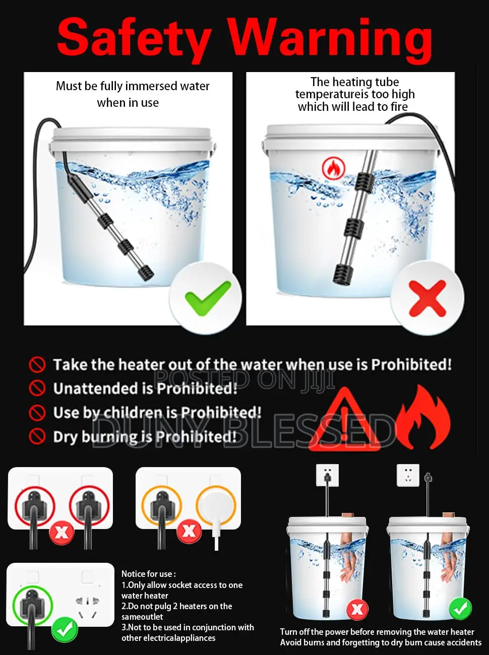 Memoryee Immersion Water Heater 2000W Portable