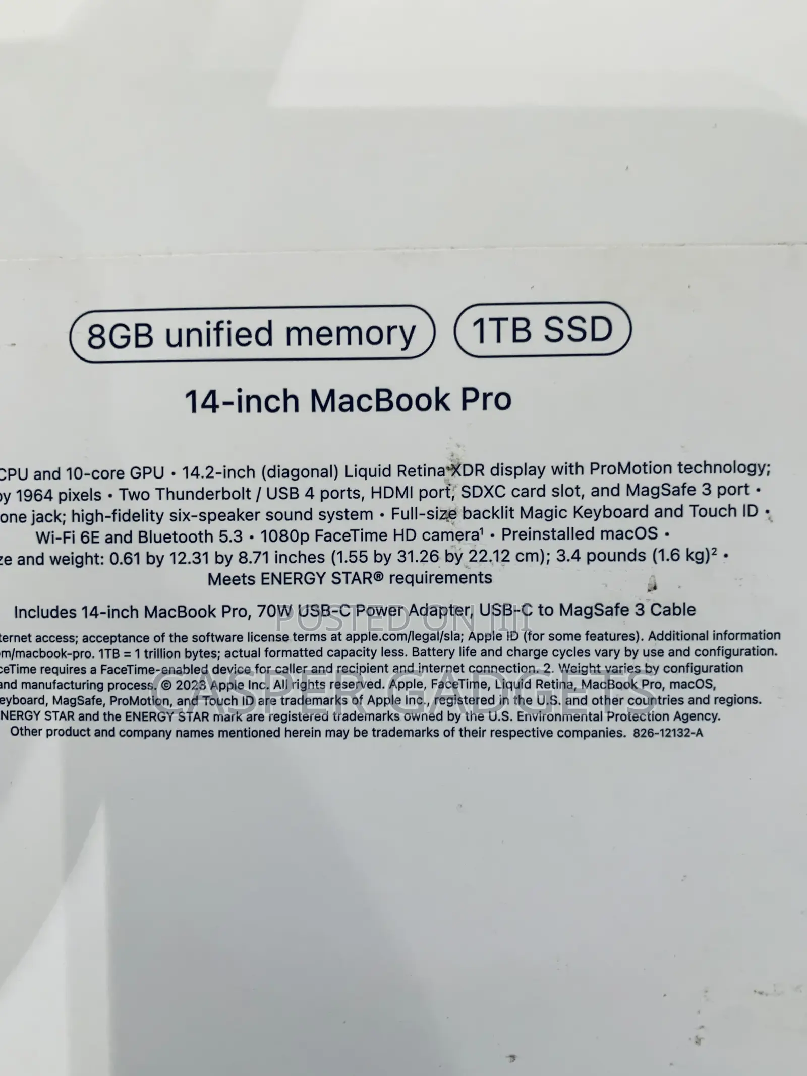 New Laptop Apple MacBook Pro 8GB Apple M3 SSD 1T