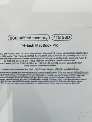 New Laptop Apple MacBook Pro 8GB Apple M3 SSD 1T