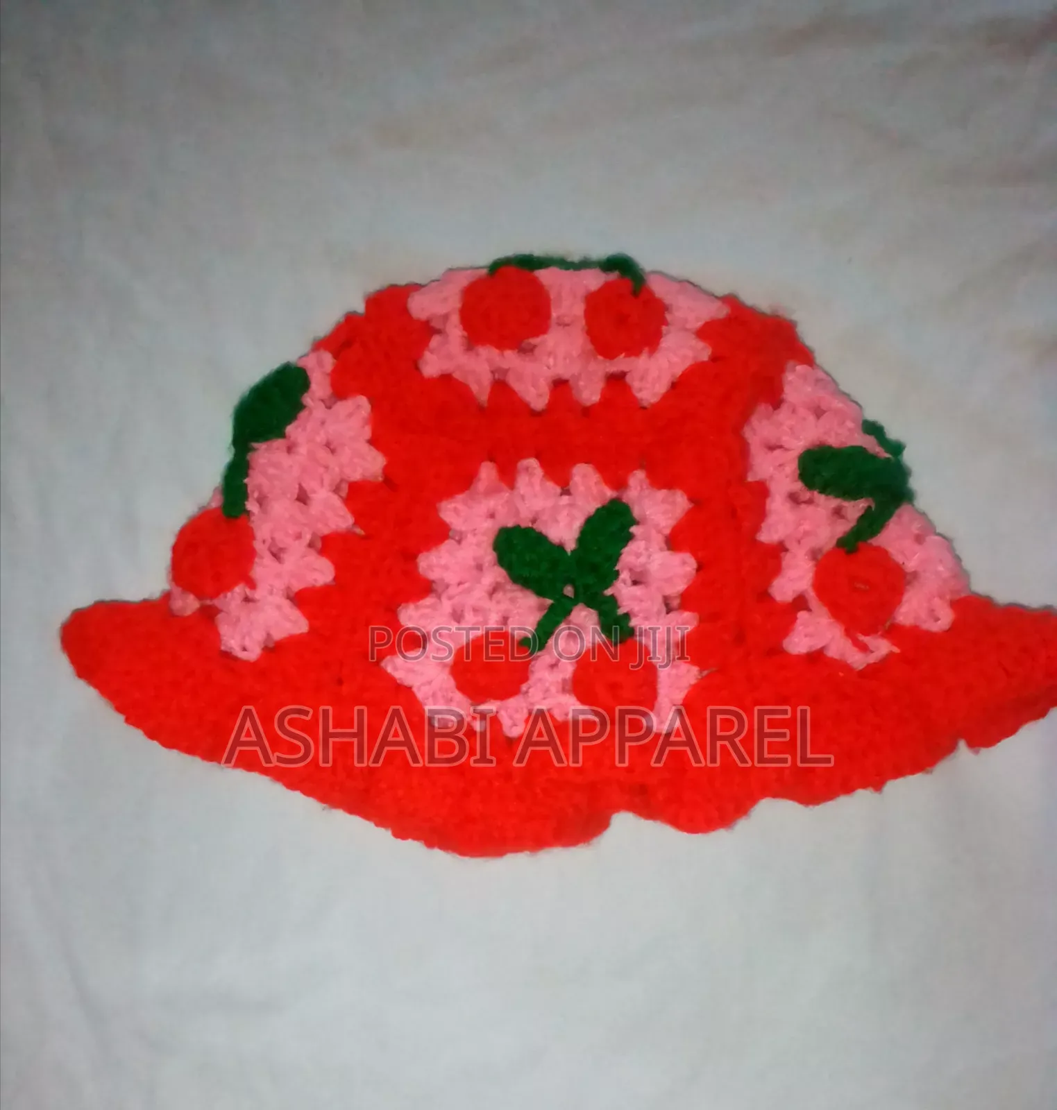 Cherries Granny Square Bucket Hat
