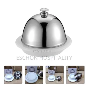 Porcelain Butter Cheese Dish With Stainless Steel Lid