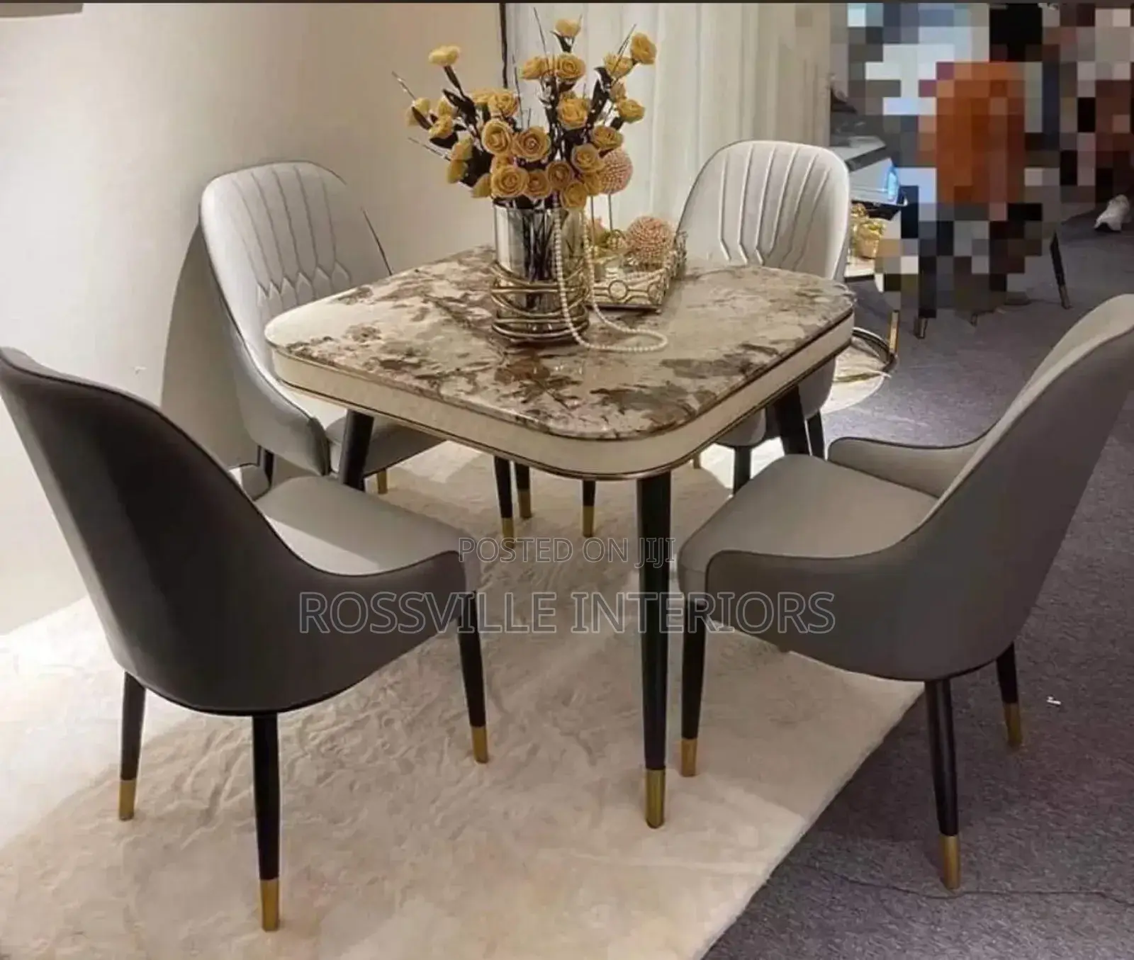 Exquisite 4 Seater Marble Dinning Set
