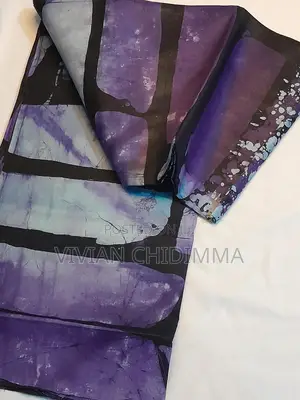 Purplish Blue Guinea Brocade Adire / Kampala - 5 Yards