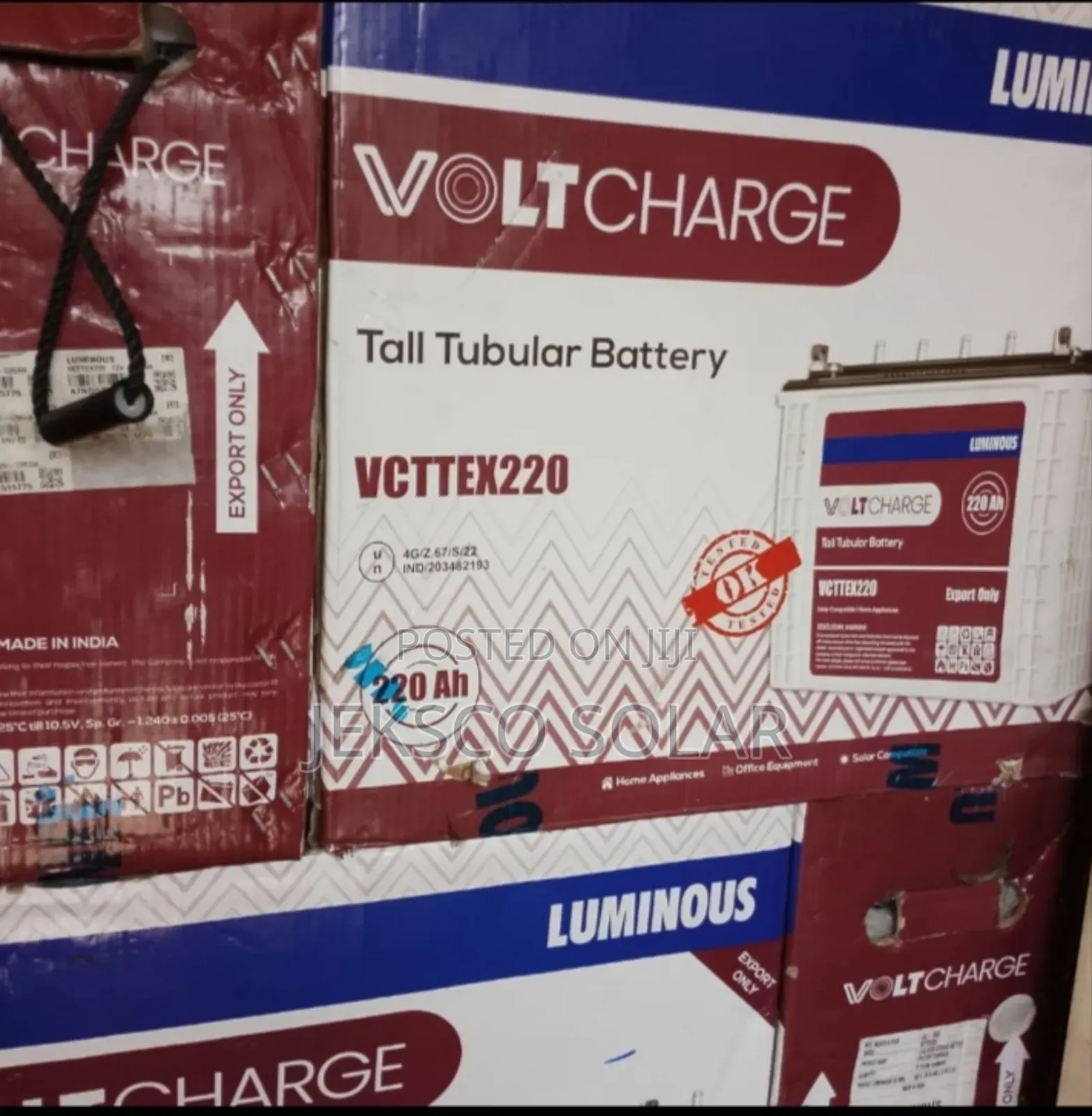 Luminous Voltcharge Solar Tubular Battery 220ah