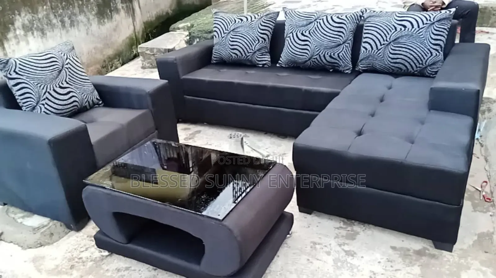 L- Shape Sofa Chair and Table
