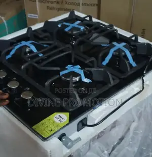 60cm Maxi Glass Top Table Gas Cooker, 4 Burners, Black Color