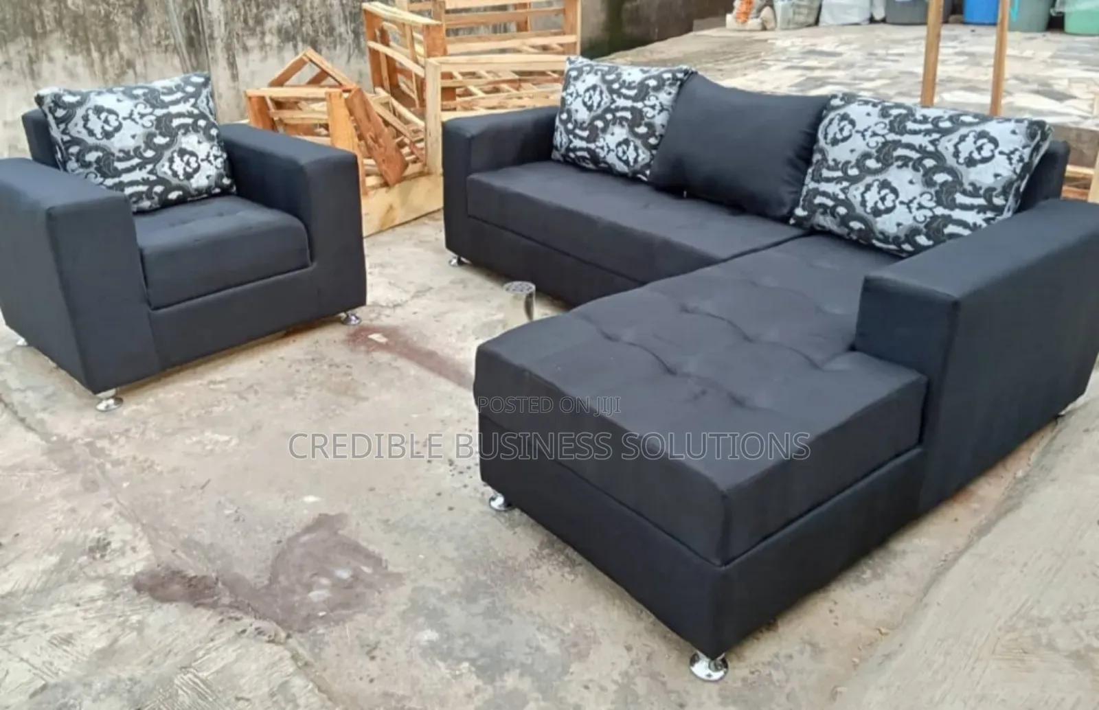Parlour Chair L-Shape Black Colour
