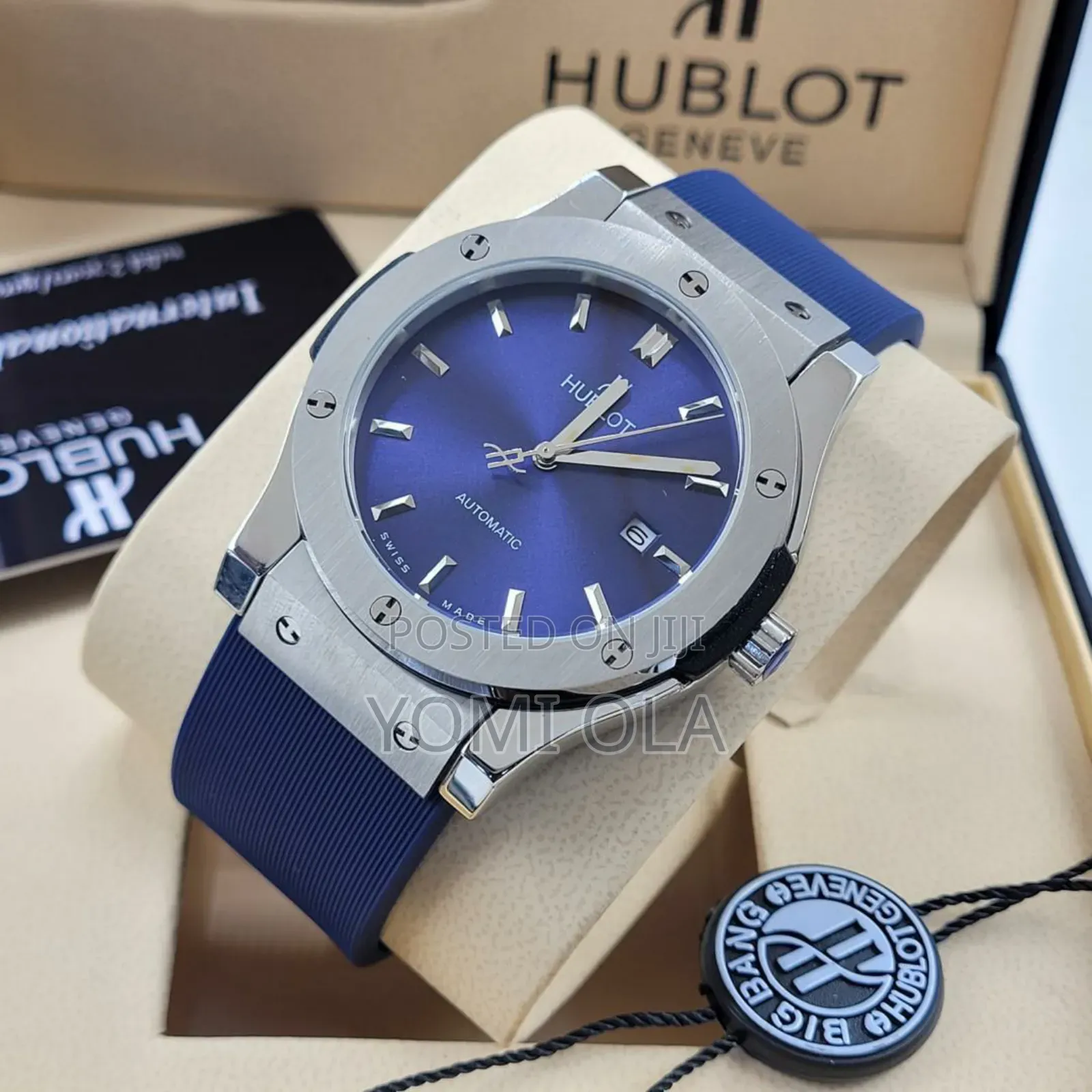 Hublot Automatic Blue Dial Silver Rim Watch
