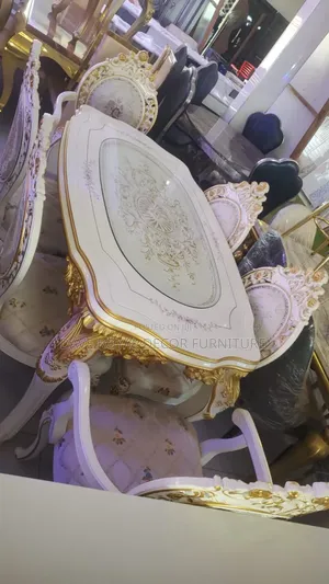 Quality Royal Gold and White Dining Table by 6 Seaters