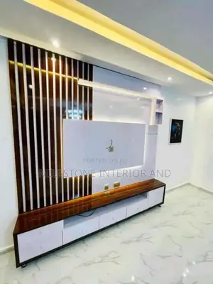 Suspended Tv Panel With Console and Background Led Lights