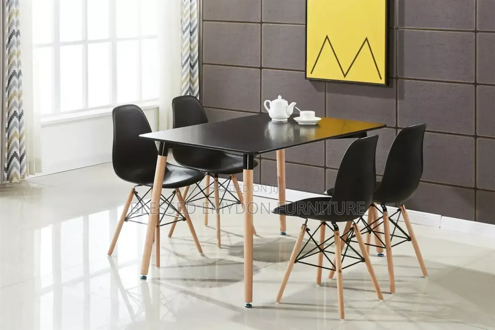 Dining Table and Chairs Set Modern Table and 4 Chairs