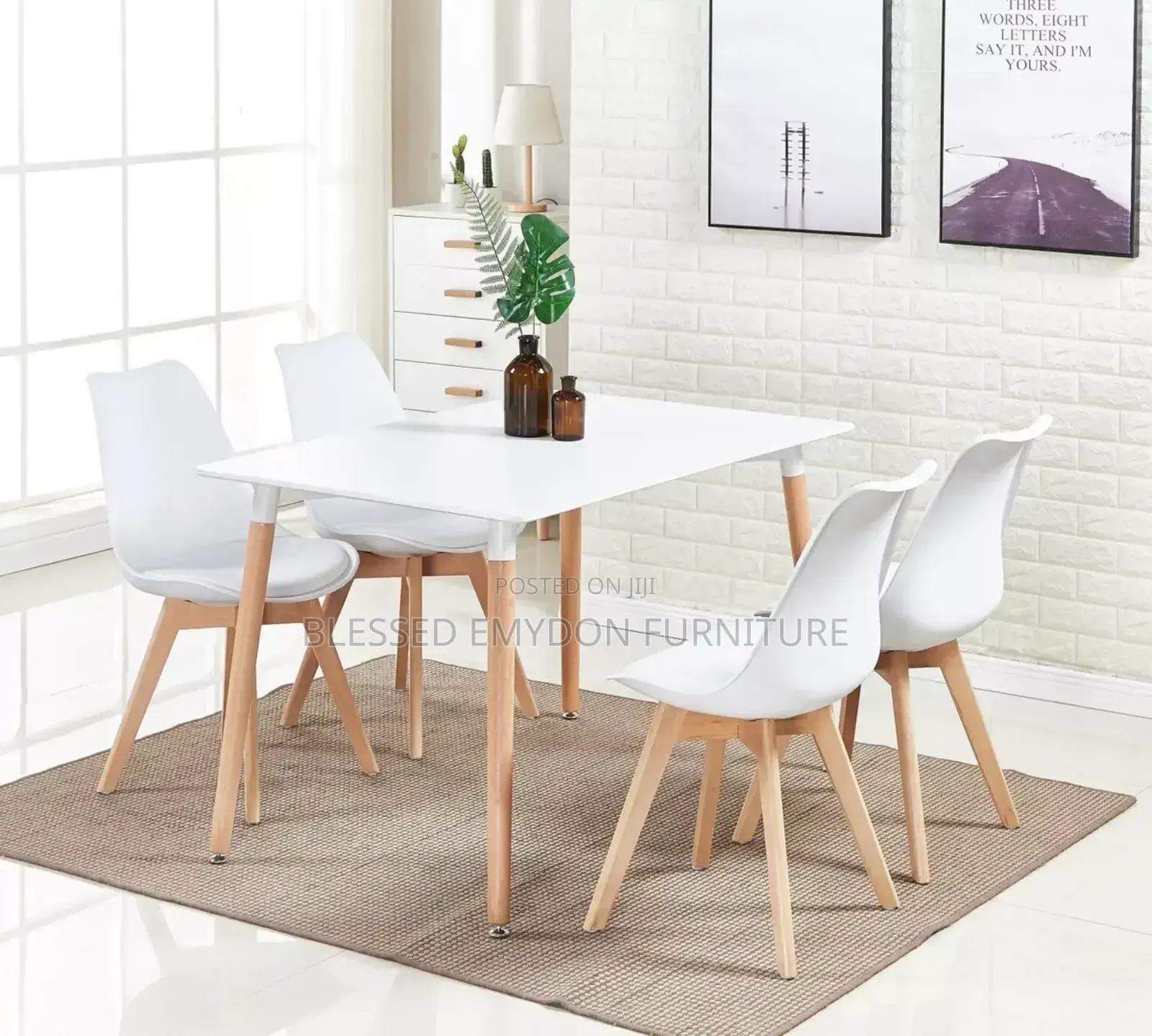 Dining Table and Chairs Set Modern Table and 4 Chairs