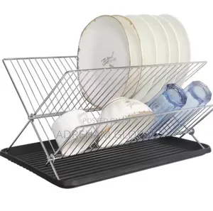 Household X Foldable Dish Rack Double Drainer Stainelss