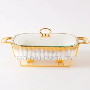 3pcs Ceramic Food Warmer Chafing Dish Casseroles