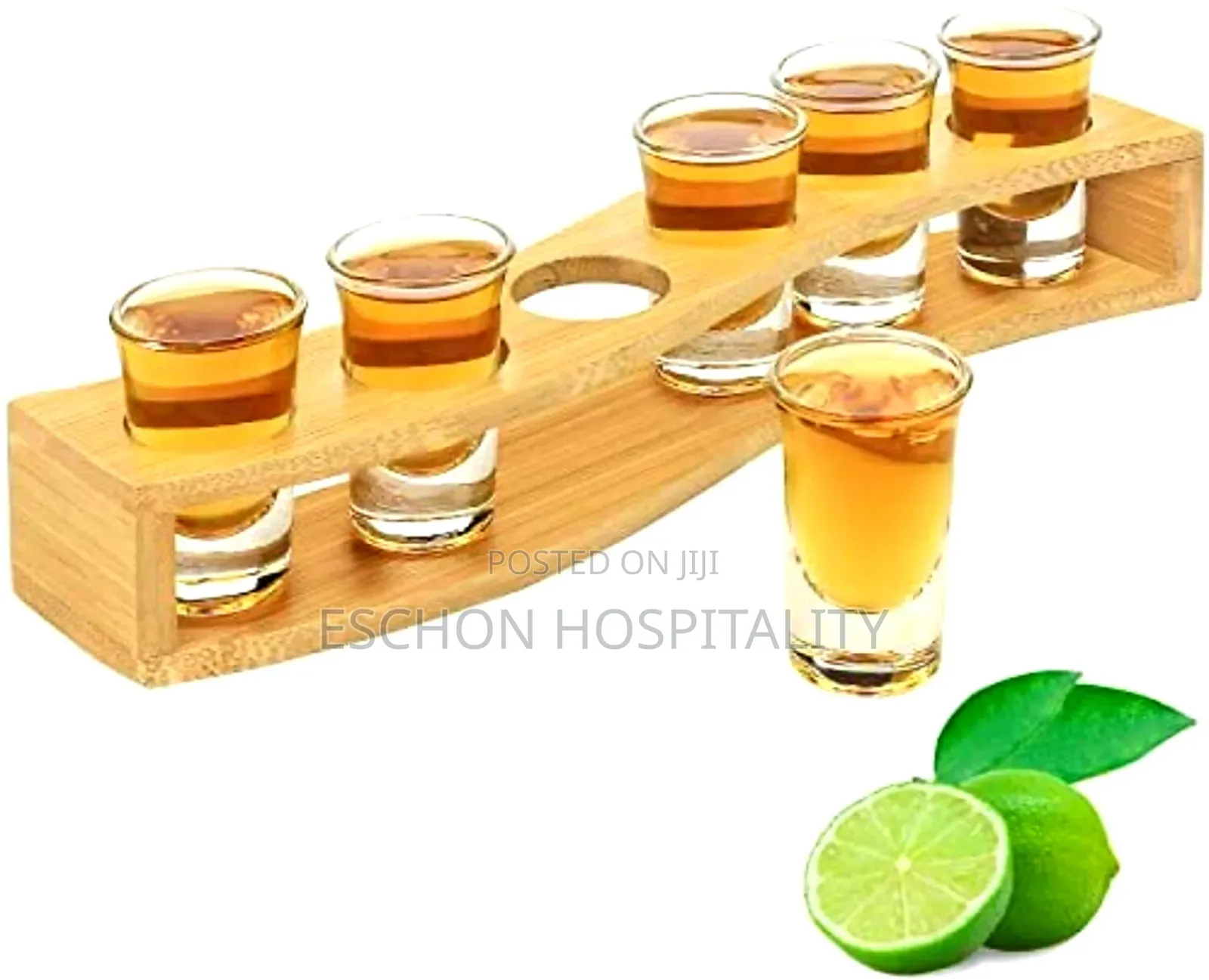 Bamboo Tequila Shots Holder With Tequila Glasses Set