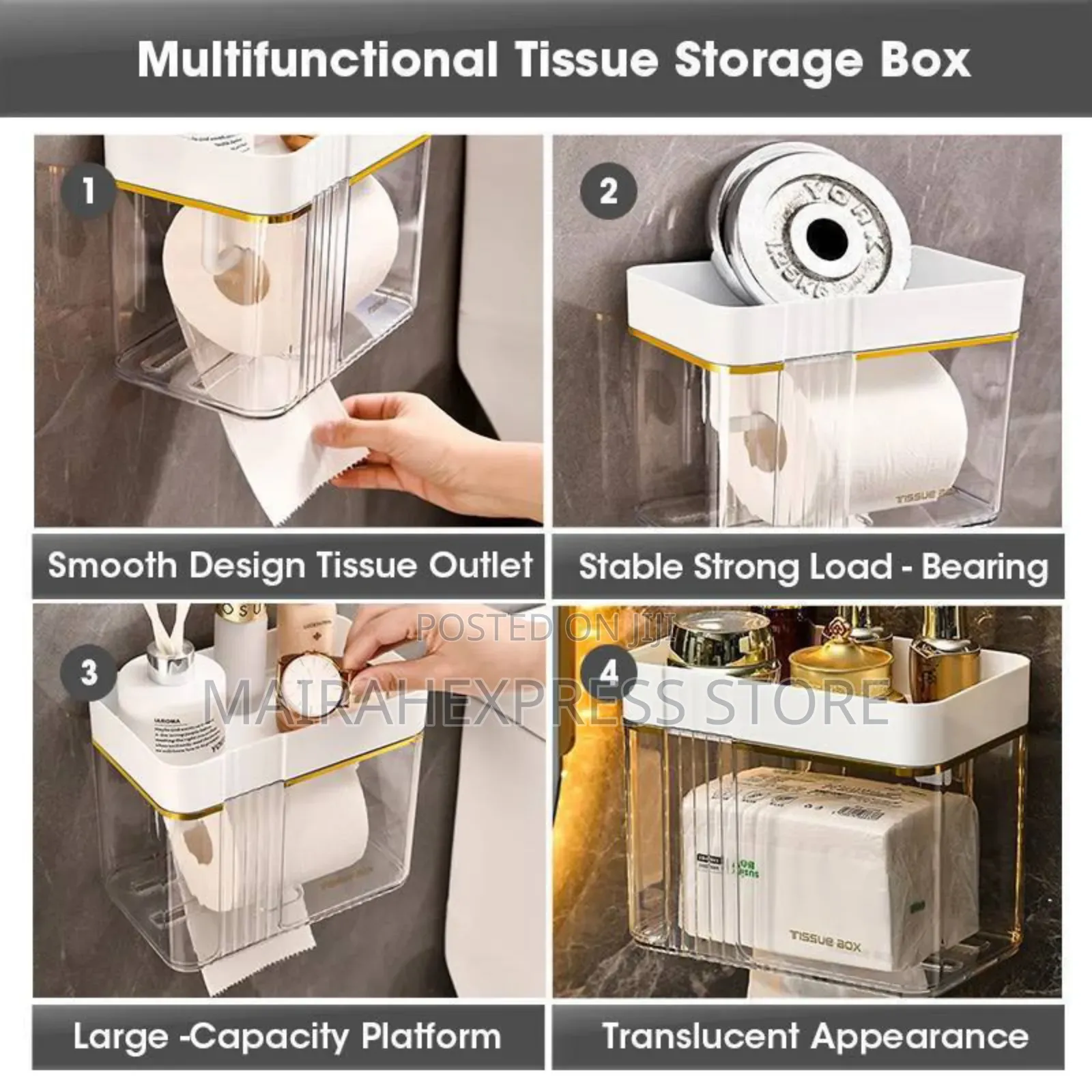 Multipurpose Wall Mounted Acrylic Tissue Holder