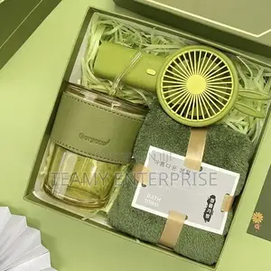 3in1 Gift Box - Towel, Rechargeable Fan, Cool Cup With Straw