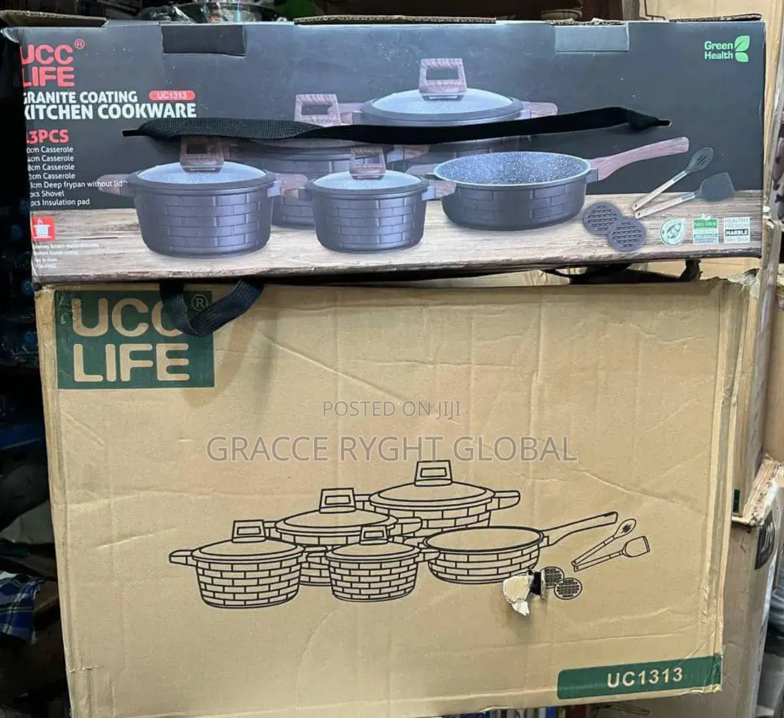 13pcs UCC Life Granite Nonstick Cookware Set Bricks Design