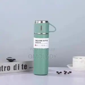 Stainless Steel Vacuum Flask With 2 Tea Cups Gift Set