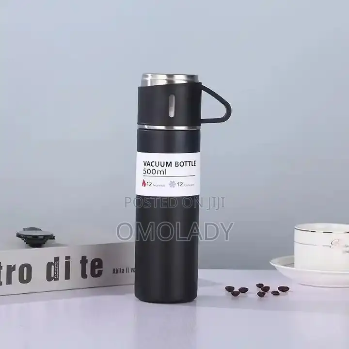 Stainless Steel Vacuum Flask With 2 Tea Cups Gift Set