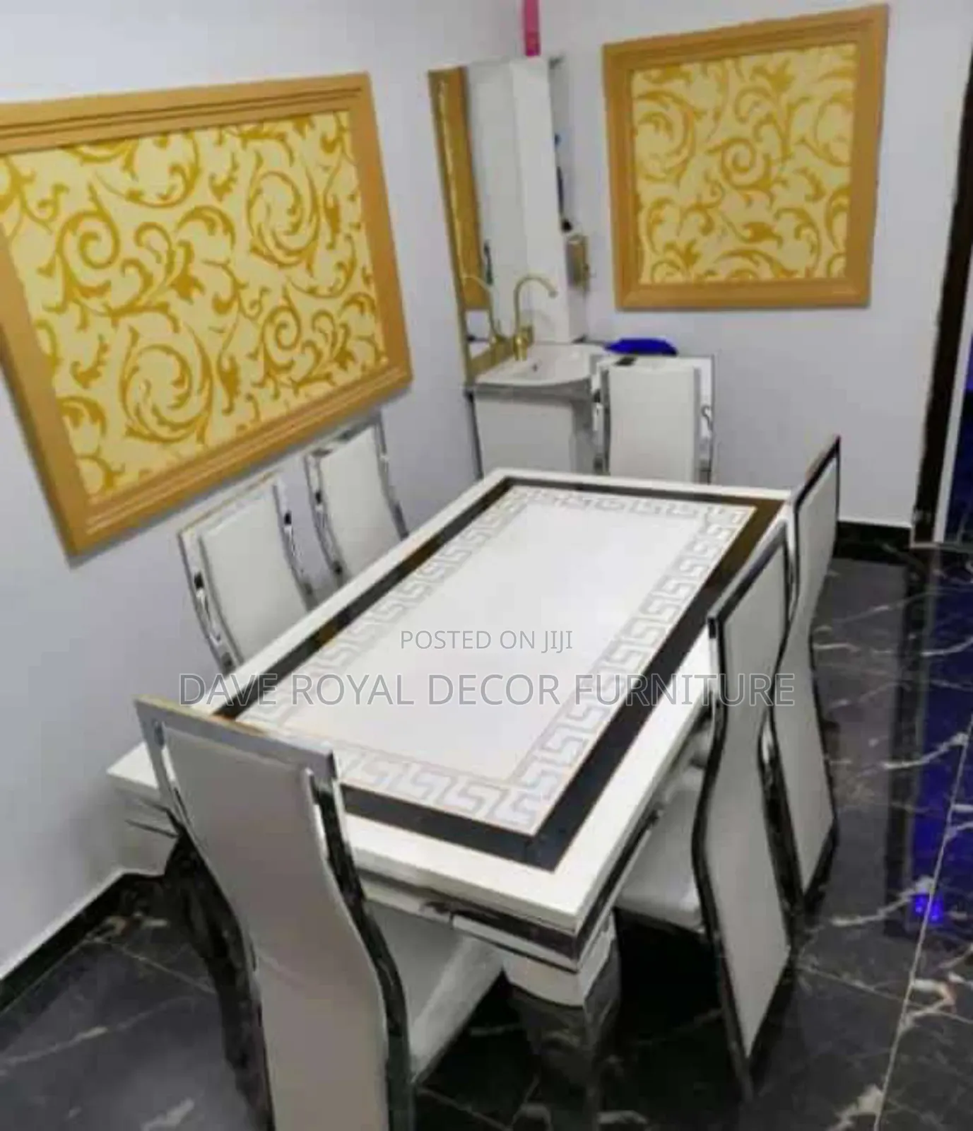 Quality Versace Marble Top Dinning Table Set
