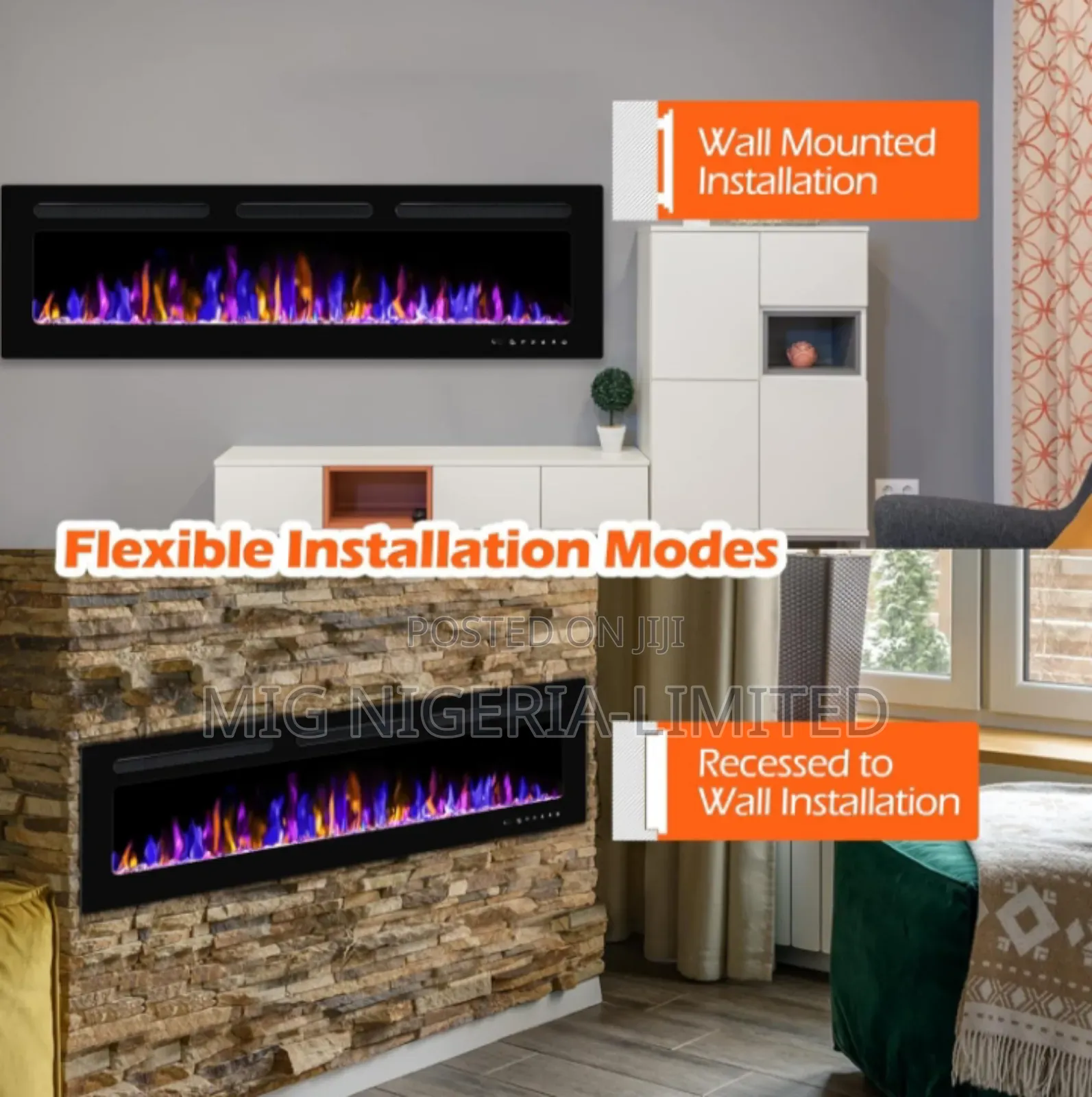 Multi Colour Fireplace Deco Frame Light 100cmx30cm.