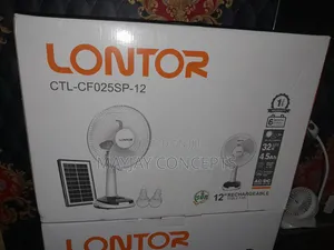Lontor 12" 3-in-1 Solar Table Rechargeable Fan+Panel+2-Bulbs