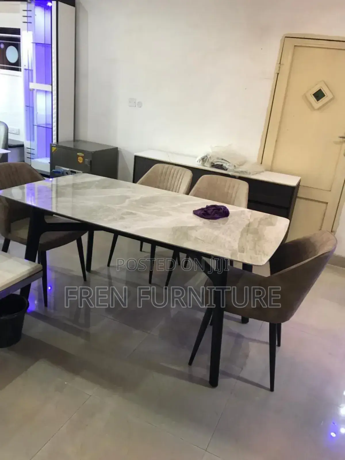 Imported Luxury Dining Table With Marble Top and 6 Chairs